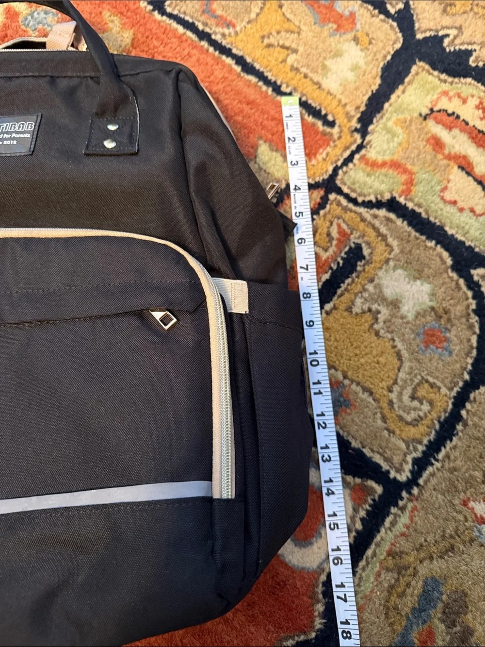 Citibab Black Travel Diaperbag Backpack with Tan Trim